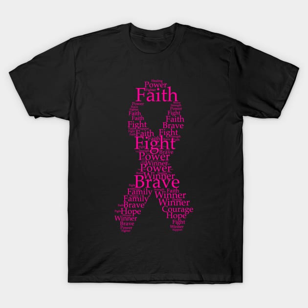 Breast cancer logo - wordcloud T-Shirt by mangobanana